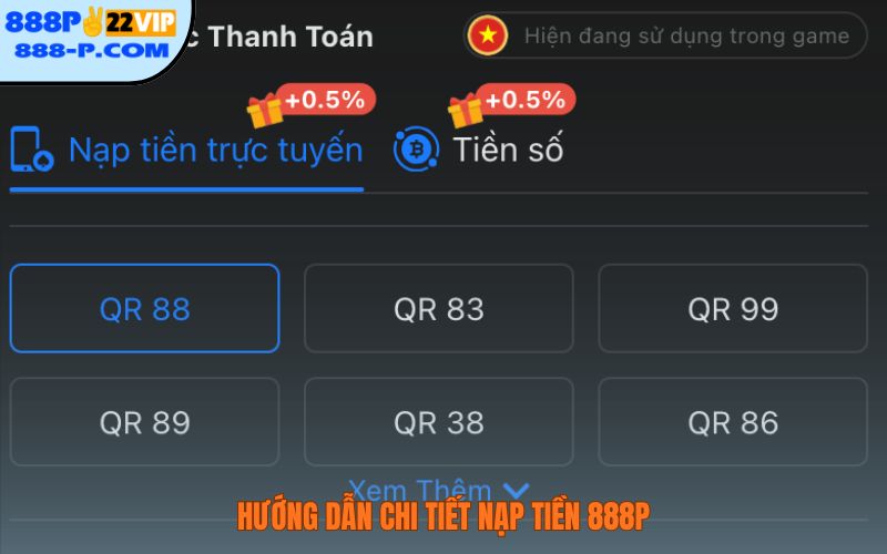 Hướng dẫn chi tiết nạp tiền 888P